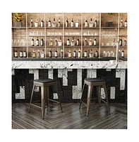 Cory Set Of Four Backless Metal Stools With All-Weather Poly Resin Seats For Indoor Use Only