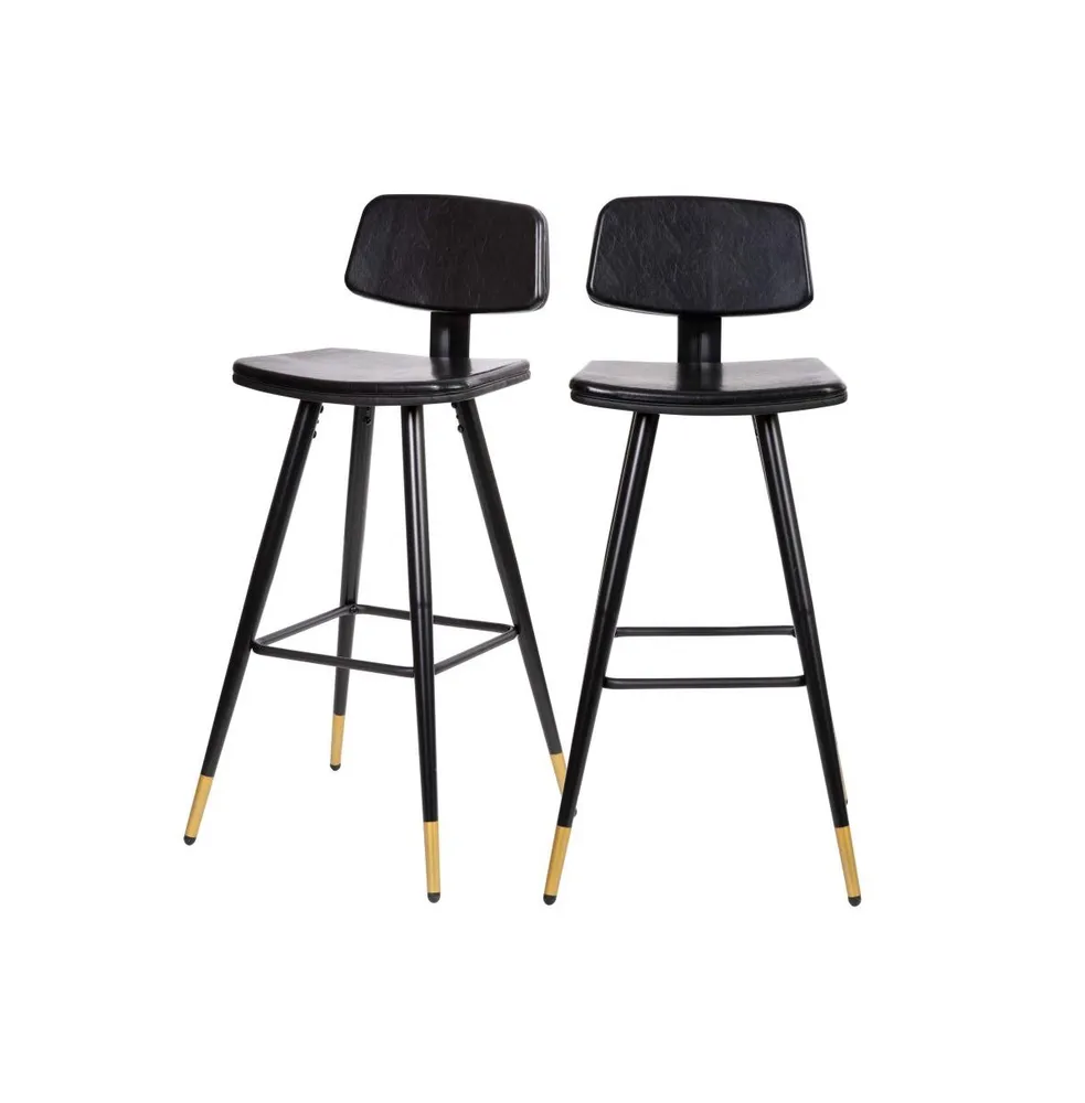 Aragon Barstools Contemporary Upholstered Stools With Metal Frame And Integrated Footrest - Set Of 2