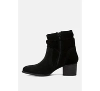 Rag & Co Bowie Womens Stacked Heel Leather Ankle Boots