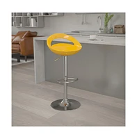 Rounded Cutout Back Swivel Adjustable Height Barstool, Chrome Base