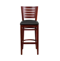 Slat Back Wooden Restaurant Dining Barstool