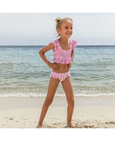 Toddler, Child Girls Pink Sea Frilled Crop Bikini