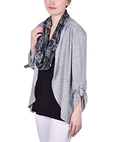 Ny Collection Petite Knit 3-Fer with Detachable Scarf Top