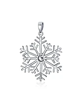 Bling Jewelry Cubic Zirconia Cz Accent Holiday Party Frozen Winter Snowflake Pendant Necklace For Women For Sterling Silver