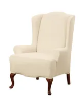 Stretch Pinstripe One Piece Wing Chair Slipcover