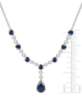 Sapphire (2 ct. t.w.) & Diamond (1/10 ct. t.w.) 17" Lariat Necklace in Sterling Silver