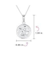 Bling Jewelry Religious Round Disc Medal Guardian Sistine Angel Cherub Pendant Necklace For Women For Sterling Silver