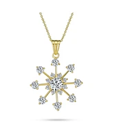 Bling Jewelry Festive Christmas Jewelry Set Cz Snowflake Earrings and Necklace Gold Plated