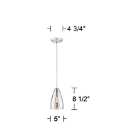 Portico Chrome Mini Pendant Lighting Fixture 5" Wide Modern Vacuum Plated Crackle Glass for Dining Room Living House Home Foyer Kitchen Island Entrywa