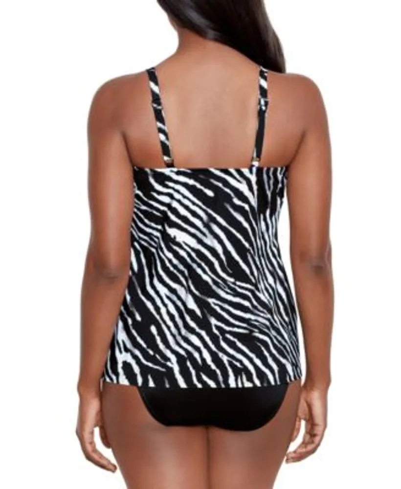 Miraclesuit Womens Tigre Sombra Marina Underwire Tankini Top High Waist Tummy Control Bikini Bottoms