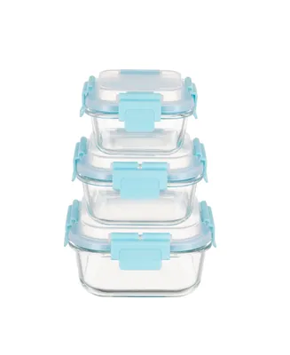 Genicook 3 Pc Square Container Hi-Top Lids with Pro Grade Removable Lockdown Levers Set