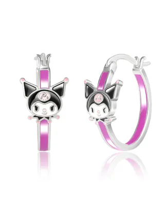 Hello Kitty Sanrio Silver Plated Enamel Hoop Earrings Officially Licensed