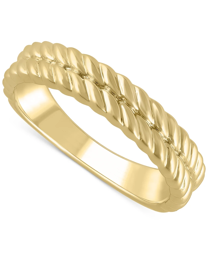 Diagonally Textured Double Row Wedding Band 14k Gold