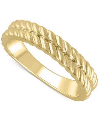 Diagonally Textured Double Row Wedding Band 14k Gold