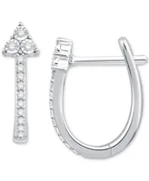 Diamond Triangle Cluster Oval Hoop Earrings (1/10 ct. t.w.) in 10k White Gold