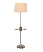 61" Height Floor Lamp with Glass Tray and Wood Accents