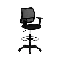 Mid-Back Mesh Drafting Chair With Adjustable Arms