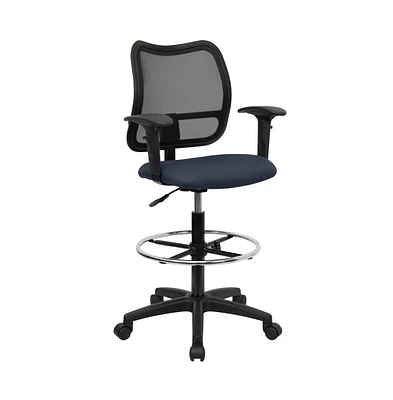 Mid-Back Mesh Drafting Chair With Adjustable Arms