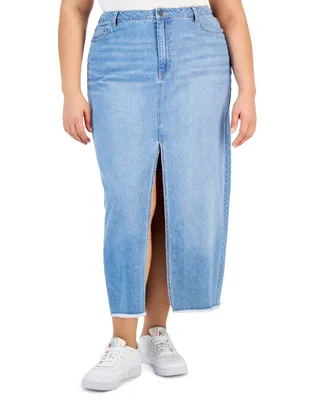 And Now This Plus Size Denim Maxi Skirt