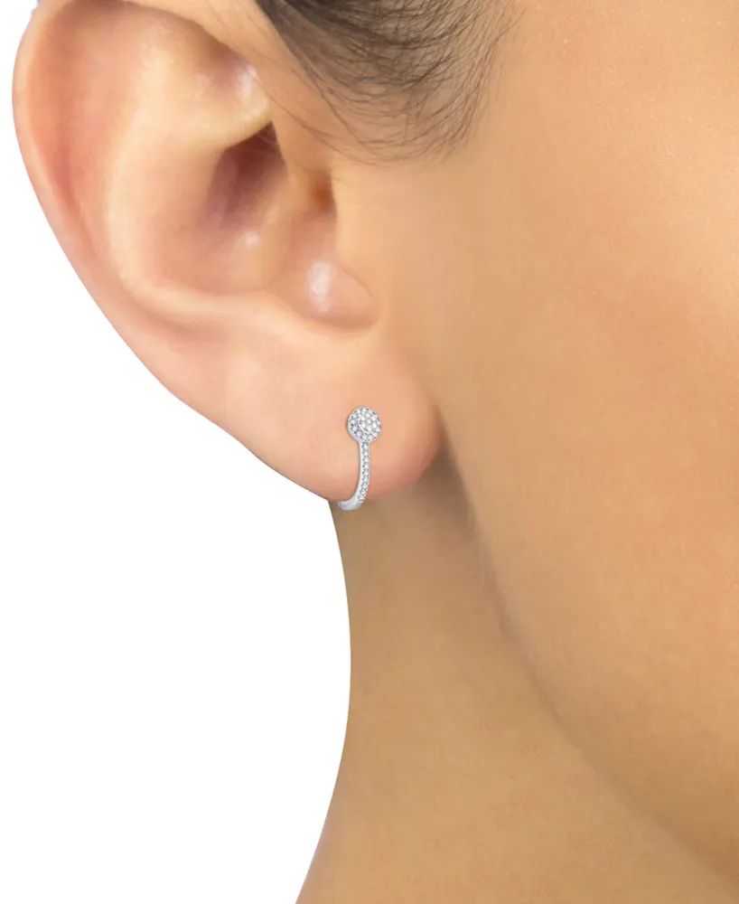 Diamond Halo Cluster Oval Hoop Earrings (1/4 ct. t.w.) in 14k White Gold
