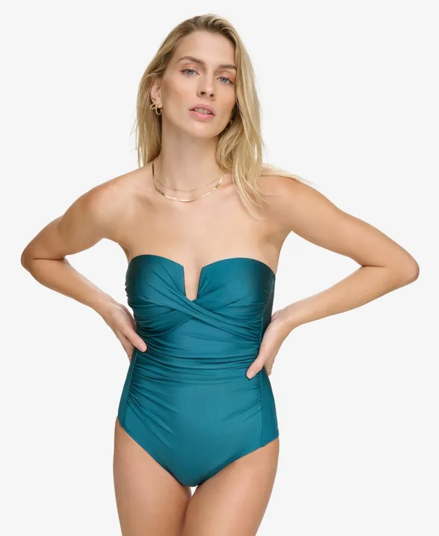 Calvin Klein Split Cup Bandeau One Piece Swimsuit (45% off