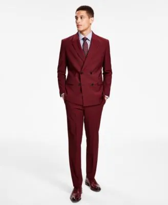 Hugo By Hugo Boss Mens Modern Fit Dark Red Suit Separates