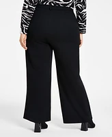 Bar Iii Trendy Plus High-Rise Wide-Leg Ponte-Knit Pants