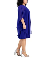 Connected Plus Cape-Overlay Sheath Dress