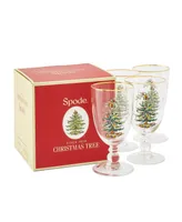 Spode Christmas Tree 16 oz. Glassware Goblet, Set of 4