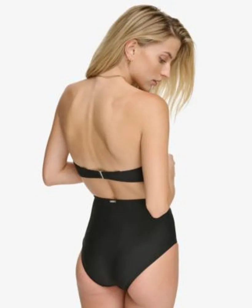 Calvin Klein Womens Molded Underwire Balconette Bikini Top High Waist Cross Over Tummy Control Bikini Bottoms