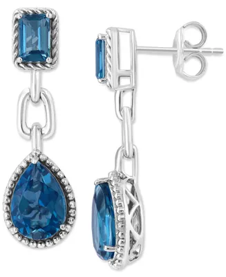 Effy London Blue Topaz Double Drop Earring (6-1/4 ct. t.w) in Sterling Silver