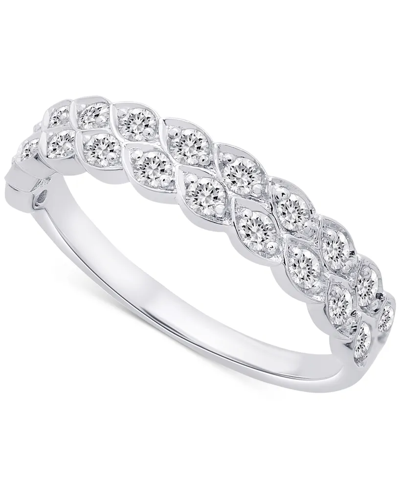 Diamond Scalloped Edge Double Row Band (1/2 ct. t.w.) in Platinum