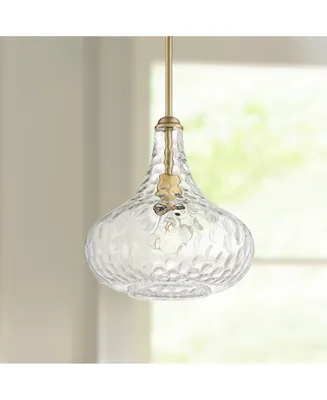 Cora Plated Gold Mini Pendant Lighting 11 1/2" Wide Modern Clear Glass Shade Fixture for Dining Room House Entryway Bedroom Kitchen Island Hallway Hig
