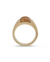 LuvMyJewelry Wood Jasper Gemstone Yellow Gold Plated Sterling Silver Men Signet Ring