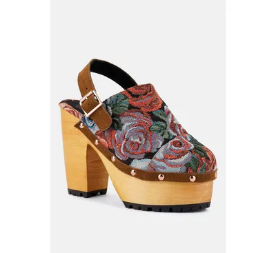 Mural Womens Tapestry Handcrafted Clogs