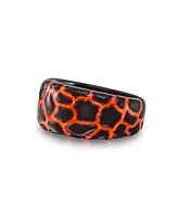 LuvMyJewelry Earth Fire Design Black Rhodium Plated with Enamel Sterling Silver Band Men Ring