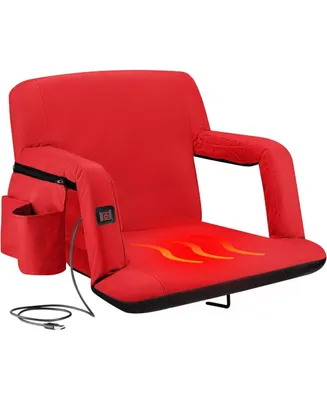 Alpcour Heated Reclining Stadium Seat - Waterproof Foldable Camping Chair with Extra Thick Padding and Wide Back Support