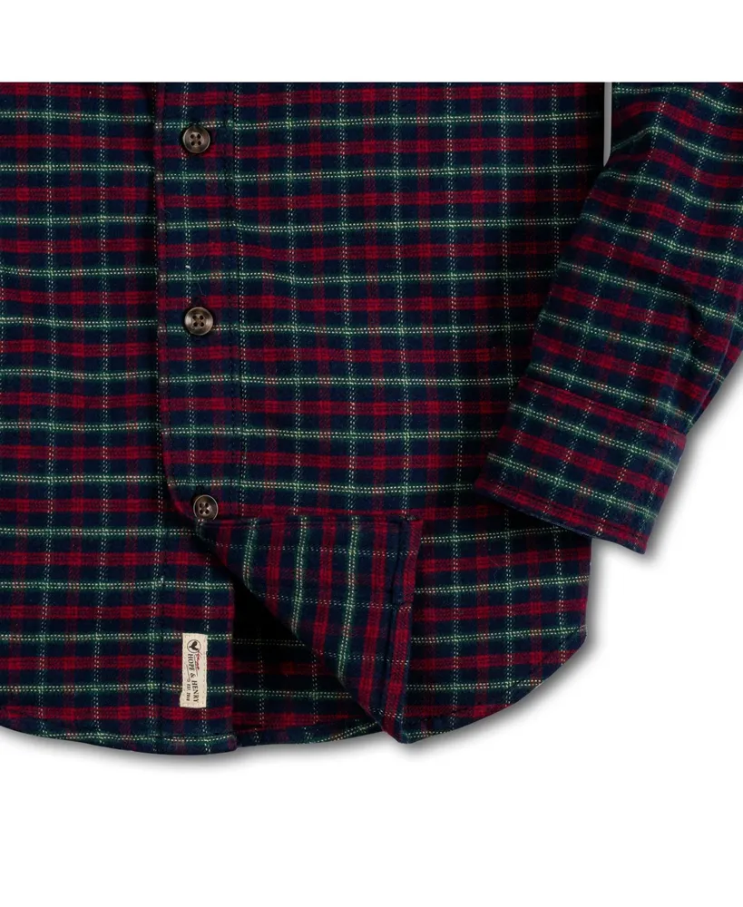 Hope & Henry Boys Organic Long Sleeve Plaid Flannel Button Down Shirt with Elbow Patches