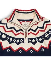 Hope & Henry Men's Organic Half Zip Raglan Fair Isle Sweater