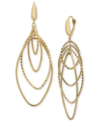 Polished & Textured Interlocking Navette Orbital Drop Earrings in 14k Gold