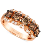 Le Vian Chocolate Diamond & Nude Diamond Three Row Ring (1-1/2 ct. t.w.) in 14k Rose Gold