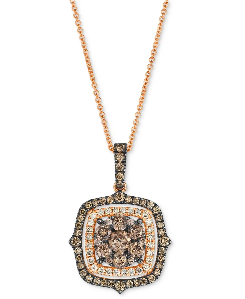 Le Vian Chocolate Diamond & Nude Diamond Halo Cluster (1-1/3 ct. t.w.) Halo Adjustable 20" Pendant Necklace