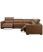 Nevio 124" 5-Pc. Leather Sectional with 2 Power Recliners and Headrests, Created For Macy's