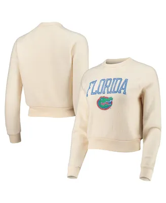 Women's Alternative Apparel Cream Distressed Florida Gators Eco-Teddy Baby Champ Tri-Blend Sweatshirt