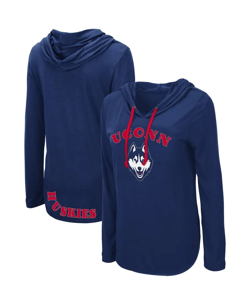 Women's Colosseum Navy UConn Huskies My Lover Lightweight Hooded Long Sleeve T-shirt