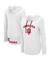 Women's Colosseum White Indiana Hoosiers My Lover Lightweight Hooded Long Sleeve T-shirt