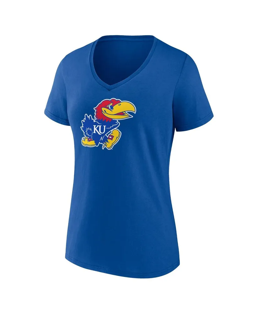 Women's Fanatics Royal Kansas Jayhawks Evergreen Logo V-Neck T-shirt