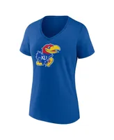 Women's Fanatics Royal Kansas Jayhawks Evergreen Logo V-Neck T-shirt