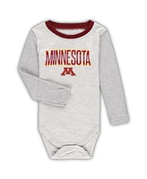 Infant Boys and Girls Wes & Willy Heather Gray Minnesota Golden Gophers Jie Jie Long Sleeve Bodysuit and Pants Set