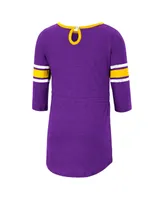 Girls Toddler Colosseum Heathered Purple Distressed Lsu Tigers Poppin Sleeve Stripe Dress